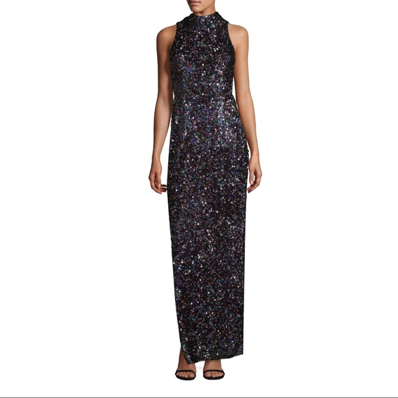 Aidan Mattox BrandNew Sequin Column Gown Black NWT - Picture 2 of 5